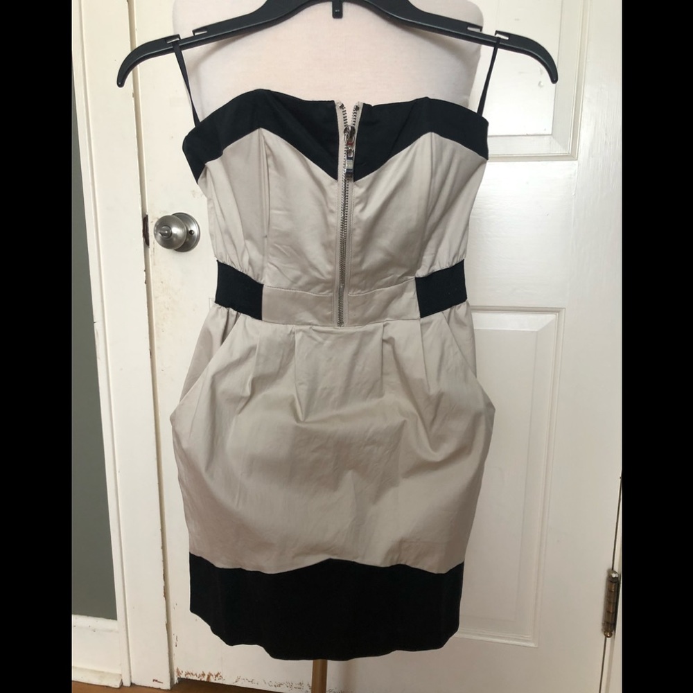 Strapless cream and black dress❤️
